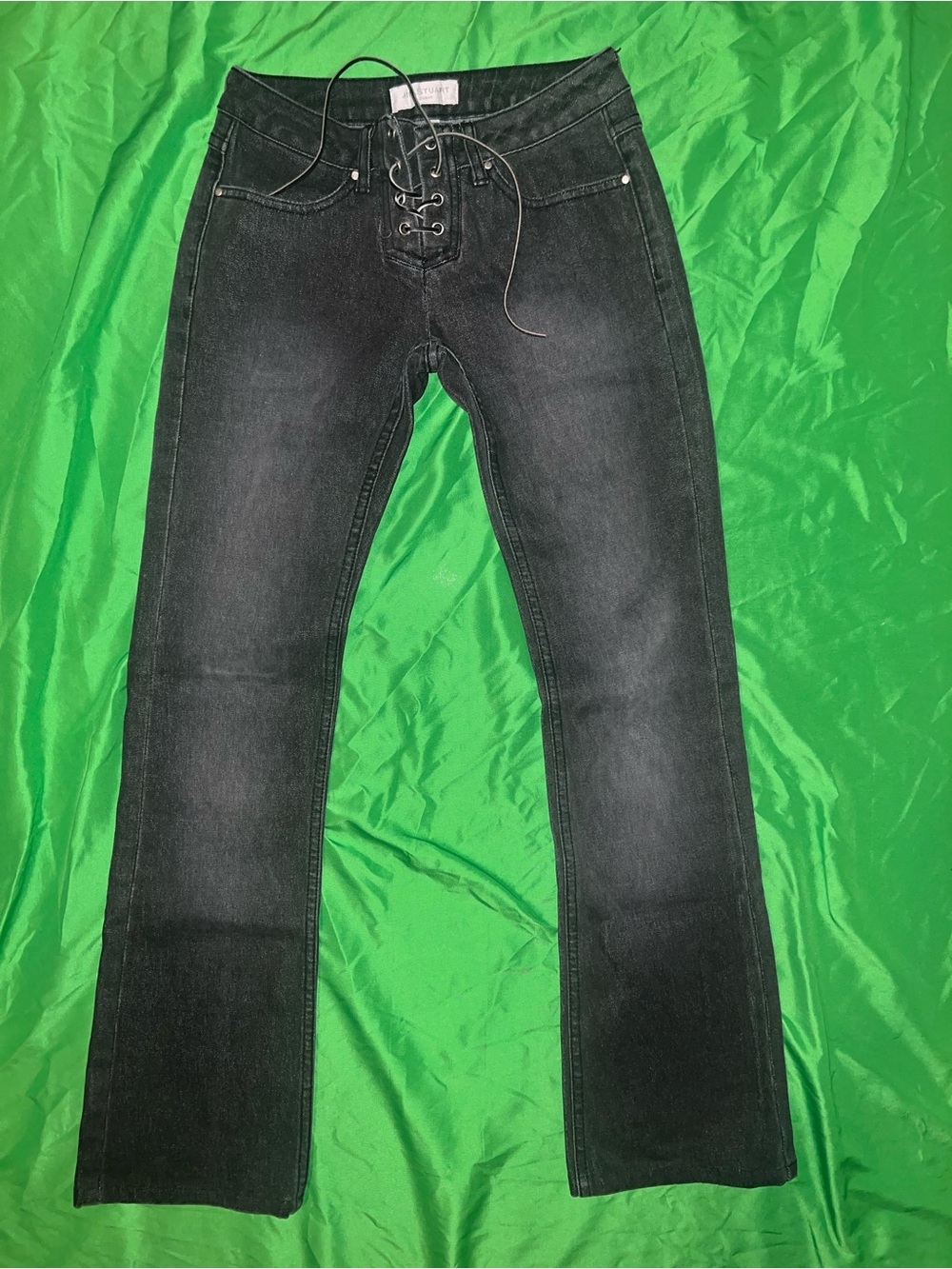 Jill Stuart Black Lace-Up Bootcut Jeans size 2